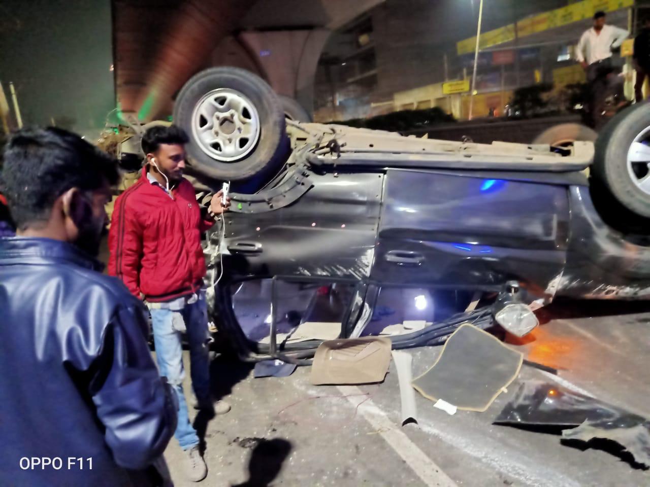 The damaged car in Hyderabad on Friday.