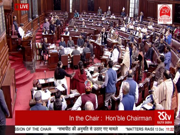 Visuals from Rajya Sabha on Friday. 