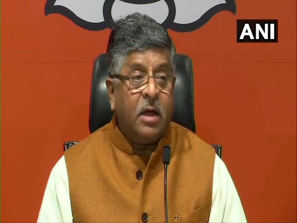 Union Minister RS Prasad addressing a press conference on Thursday. 