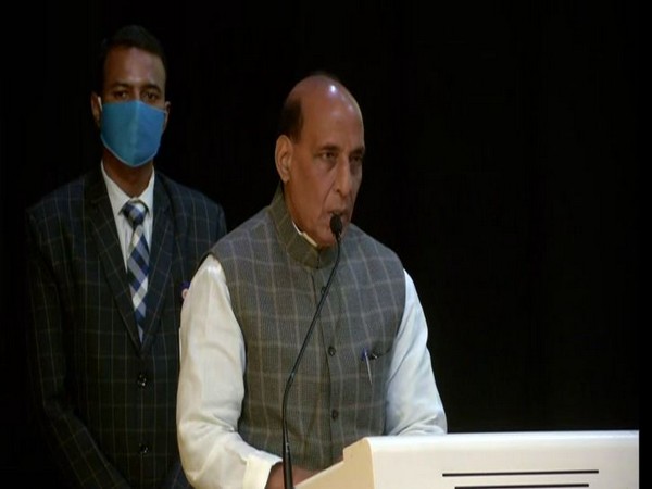 Defence Minister Rajnath Singh on the launch of e-Chhawani app in Delhi on Tuesday. (Photo/ANI)