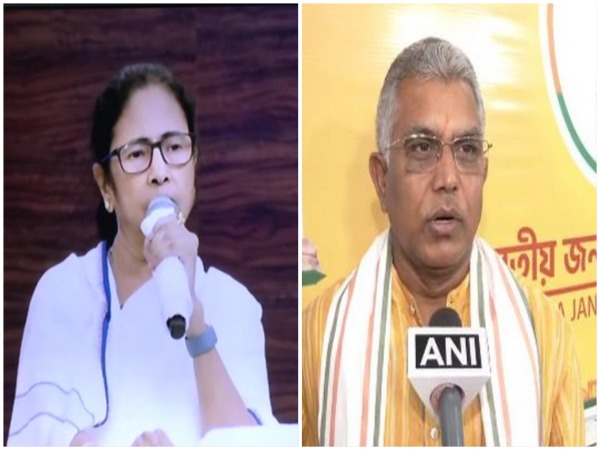 West Bengal CM Mamata Banerjee (left) and BJP MP Dilip Ghosh (right)