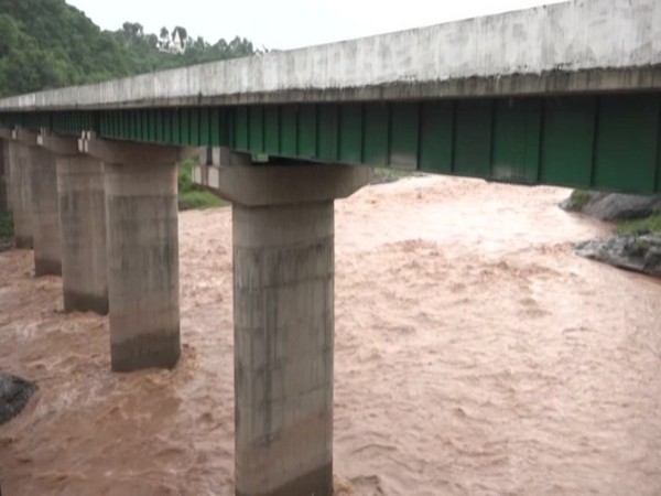 Rivers are overflowing in Udhampur district due to heavy rains. [Photo/ANI]