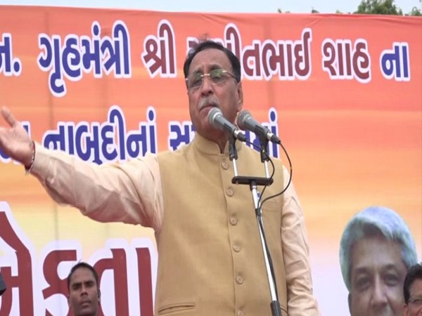 Chief Minister Vijay Rupani speaking at an event on Sunday in Vadodara. Photo/ANI