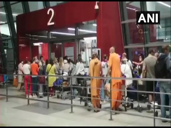 Russian citizens at the IGI airport in Delhi 