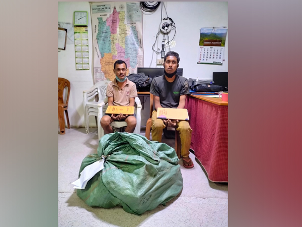 Two persons have been arrested by Mizoram Police after seizure of 50 kgs Methamphetamine. (Photos/ANI)