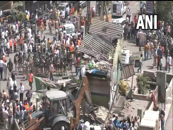 A visual from Delhi's Jahangirpuri during the anti-encroachment drive on April 20. (Photo/ANI)