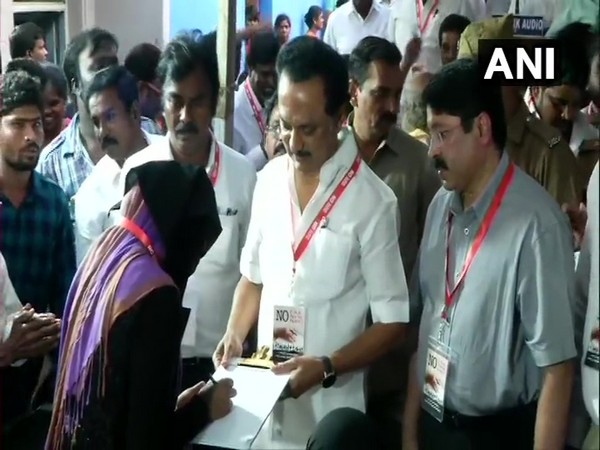DMK President MK Stalin on Saturday held a signature campaign in Otteri, against CAA, NRC and NPR in Chennai. Photo/ANI