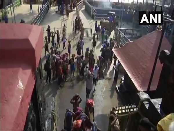 A score of devotees thronged the shrine in a reserve forest of the Western Ghats in Pathanamthitta district on Sunday. (Photo/ANI)