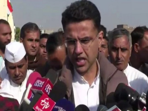 Congress leader Sachin Pilot speaks to media in Jaipur [Photo/ANI]