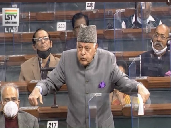 National Conference Chief Farooq Abdullah speaking at Lok Sabha on Tuesday. (Photo/ANI)