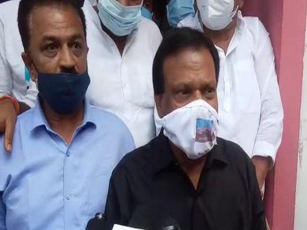 Congress leader Sajjan Singh Verma talking to media on Thursday.