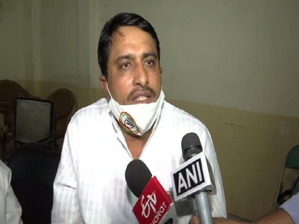 Rajasthan Cabinet Minister Saleh Mohammad speaking to media on Wednesday. 