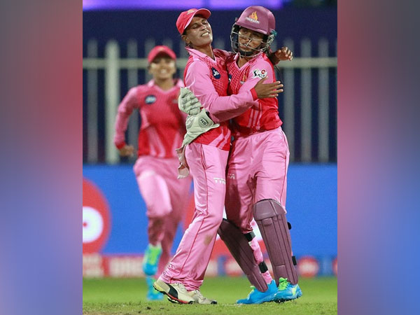 Salma Khatun of Trailblazers celebrates after takes a wicket of the Anuja Patil (Image: BCCI/IPL)