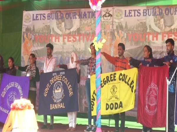 Students performing at the Sangam Youth Festival in Bhadarwah, Jammu and Kashmir on Saturday. Photo/ANI