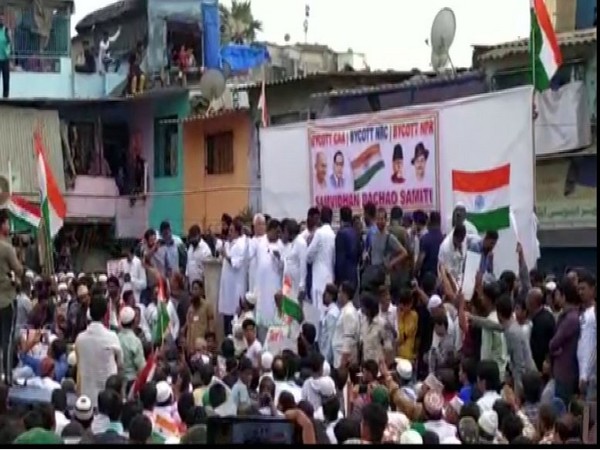 Sanjay Nirupam at the protest site in Mumbai.