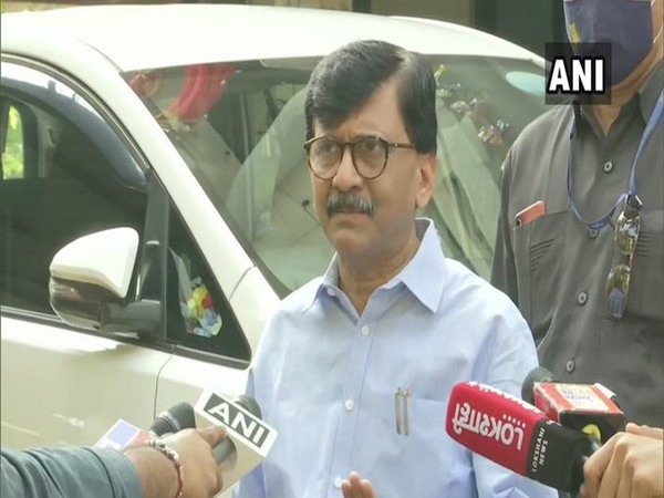 Shiv Sena leader Sanjay Raut speaking to reporters in Mumbai on Wednesday.