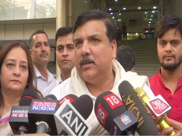 AAP MP Sanjay Singh speaking to media