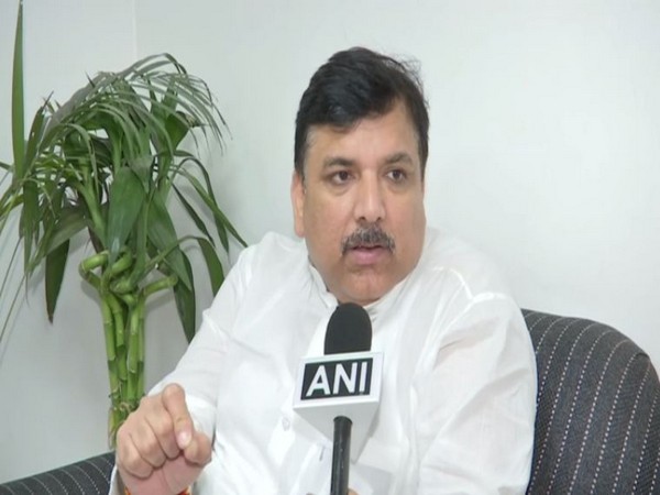 AAP Rajya Sabha MP Sanjay Singh speaking to ANI in New Delhi on Monday.
