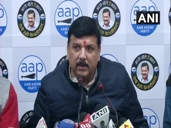 AAP leader Sanjay Singh addressing a press conference in New Delhi on Wednesday. (Photo/ANI)
