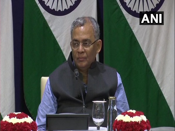 A Gitesh Sarma, MEA official briefing media in New Delhi on Wednesday 