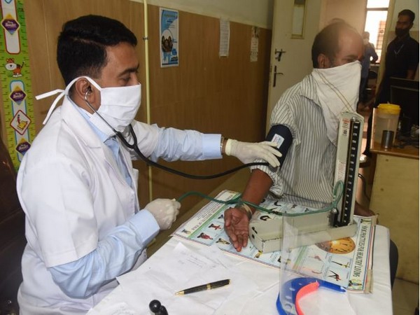 Goa Chief Minister Pramod Sawant in Asilo Hospital at Mapusa on Friday. Photo/ANI