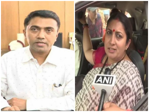 Goa Chief Minister Pramod Sawant (left) and Union Minister Smriti Irani (right)