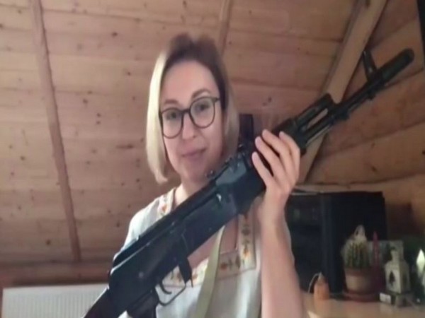 Member of Parliament of Ukraine Inna Sovsun with her gun (Photo/ANI)