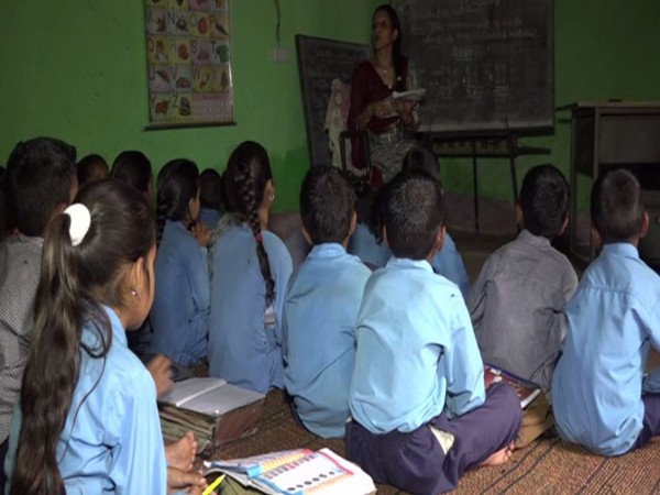 Students of a primary school in Udhampur district. Photo/ANI