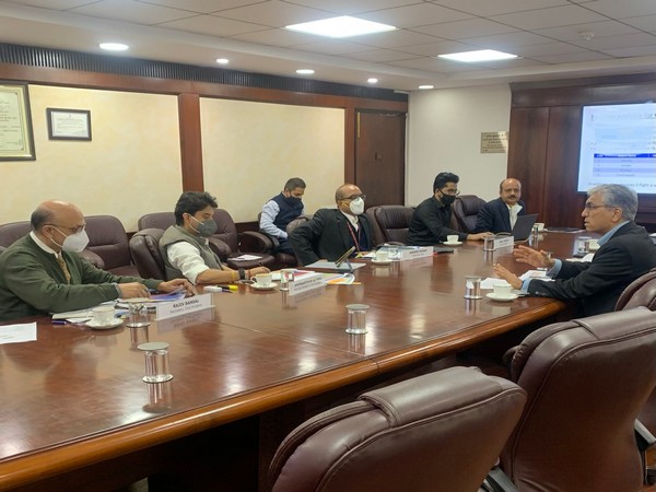 Civil Aviation Minister Jyotiraditya Scindia with senior officials (Photo/Twitter:@JM_Scindia)