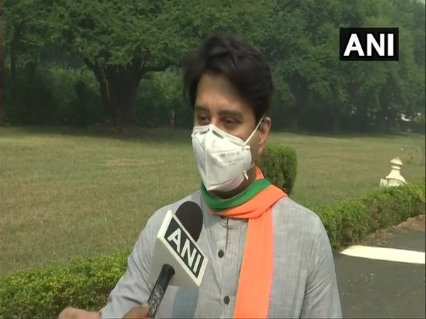 BJP leader Jyotiraditya Scindia speaks with ANI on Saturday. (Photo/ANI)