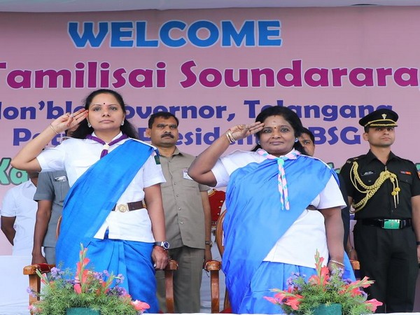 Telangana Chief Minister K Chandrasekhar Rao, Kalvakuntla Kavitha, attended Bharat Scouts and Guides foundation day at the BSG school on Thursday. (Photo/ANI)