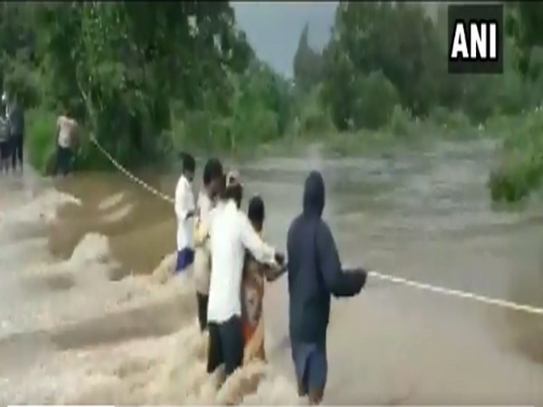 Visuals from Sunnampadu village of Krishna district where heavy rain created flood like situation (Photo/ANI)