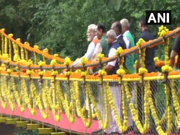 Prime Minister Narendra Modi visits Sardar Sarovar Dam in Kevadiya. (Photo/ANI)