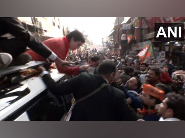 Congress General Secretary Priyanka Gandhi in Aligarh, UP. (Photo/ANI)