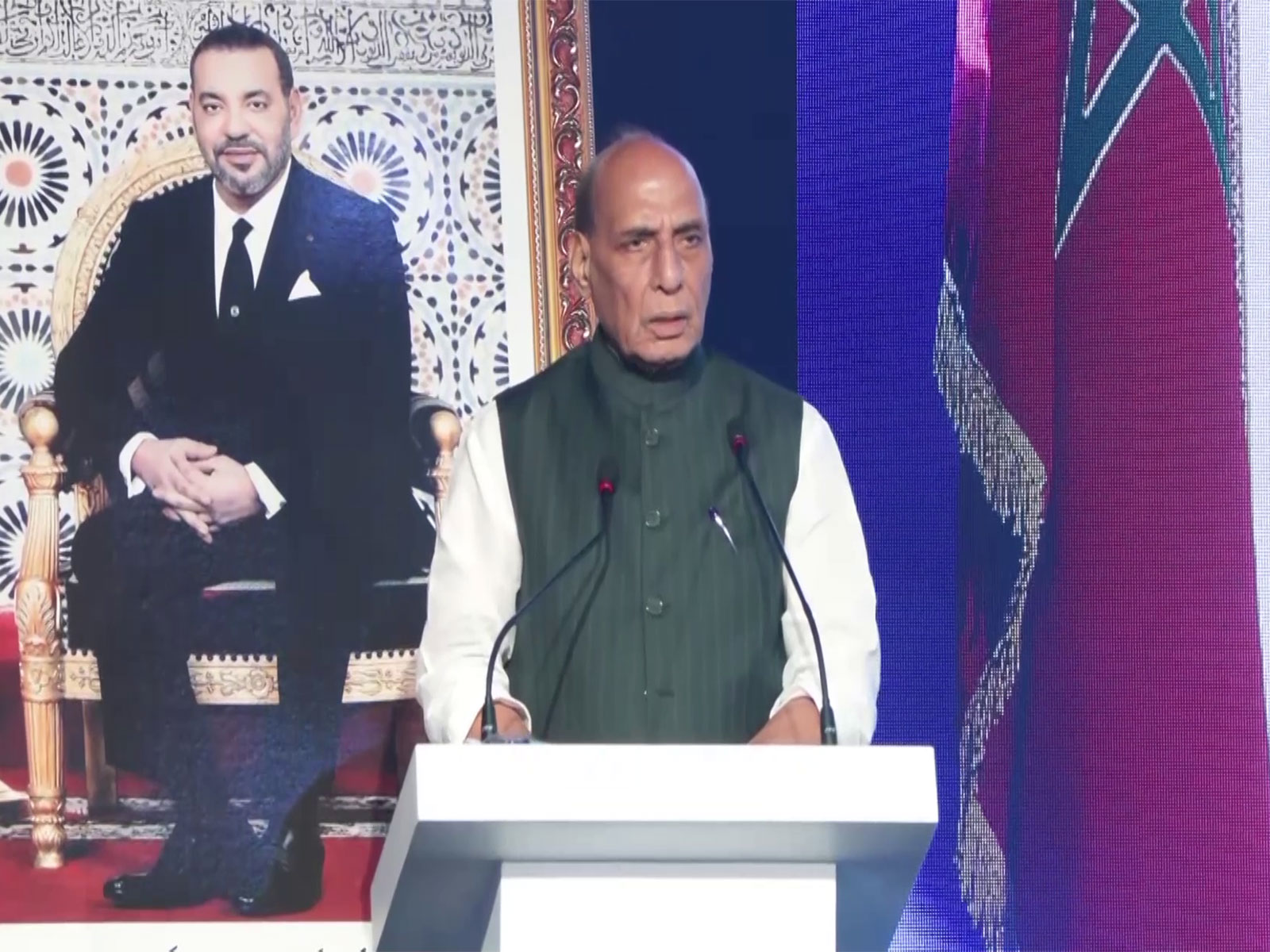 Defence Minister Rajnath Singh inaugurates Tata Advanced Systems’ new manufacturing facility at Berrechid in Morocco (Photo/ANI)