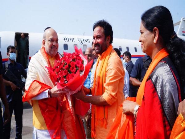 Union Home Minister Amit Shah arrived on Saturday at the Begumpet Airport in Hyderabad (Photo/Twitter/BJP)