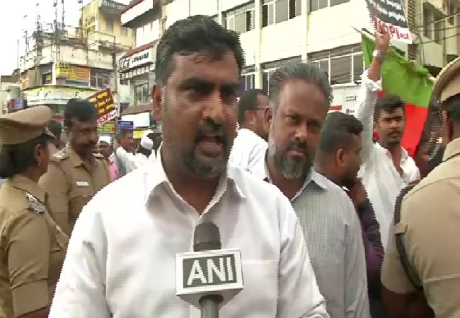 SDPI members protested against the Citizenship (Amendment) Act in Chennai, Tamil Nadu on Tuesday.