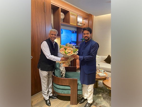Information and Broadcasting Minister Anurag Thakur in Dubai expo 2020 (Photo credit: Twitter/ Office of Anurag Thakur)
