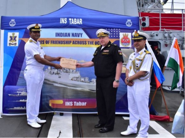 Russian Navy honouring Indian Navy's INS Tabar 