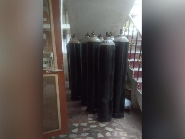 12 oxygen cylinders seized in Visakhapatnam on Friday. [Photo/ANI]