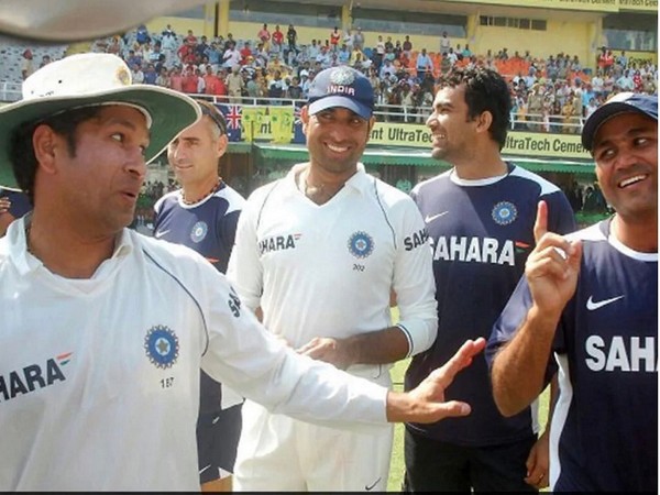 Sachin Tendulkar with VVS Laxman, Zaheer Khan and Virender Sehwag (Image: Virender Sehwag's Twitter)