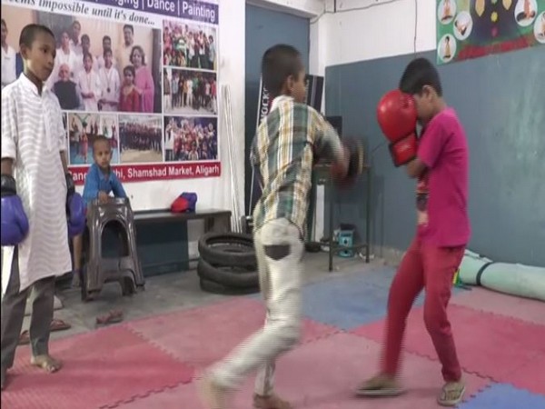 Children practising self-defence in a Madarasa in Aligarh on Monday. Photo/ANI