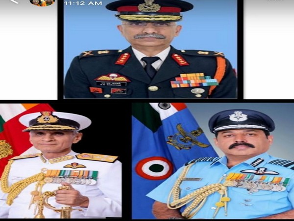 Lt Gen Manoj Naravane (on top), Navy Chief Admiral KB Singh and IAF Chief Air Chief Marshal RKS Bhadauria (bottom right). 