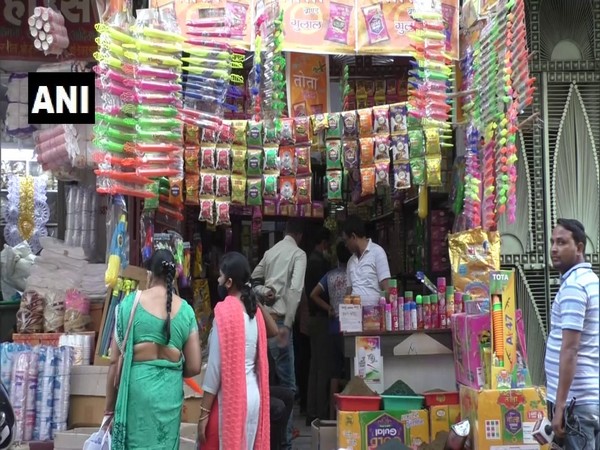 Shops selling Holi merchandise in Hapur. (Photo/ANI)