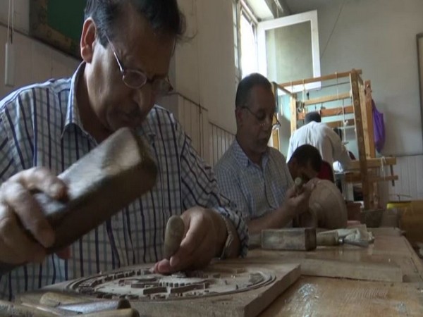 Craftsmen working on handicrafts in J-K's School of Designs. (Photo/ANI)