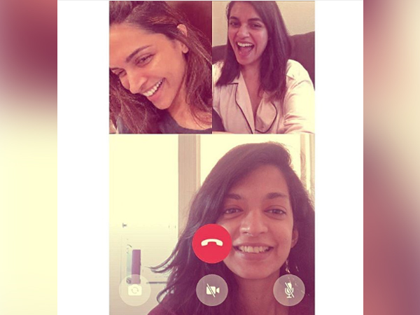 Actor Deepika Padukone talking to her best friends over group video call (Image Source: Instagram)