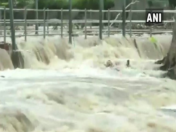 Hogenakkal waterfalls gushed with water after discharge from Krishna Raja Sagara Dam in Karnataka. (Photo/ANI)