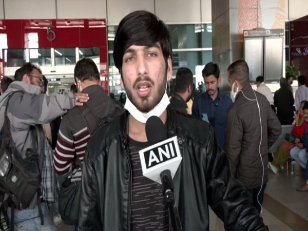 Indian student Ankit Yadav at Delhi airport after returning from Ukraine. (Photo/ANI)