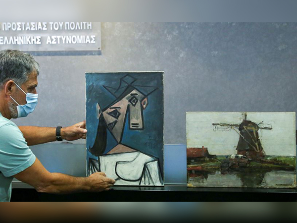 Recovered artworks of Pablo Picasso and Piet Mondrian (Photo Credit - Reuters)