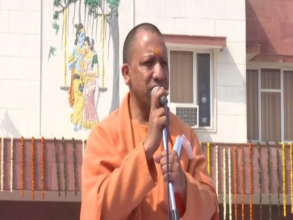 Uttar Pradesh Chief Minister Yogi Adityanath in Mathura on Sunday. (Photo/ANI)